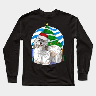 Havanese Dog Cute Santa Christmas Gift Long Sleeve T-Shirt